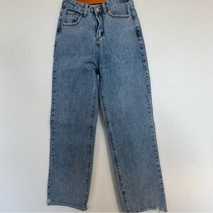 Princess Polly Mom Jeans with raw edge hem. Size 0